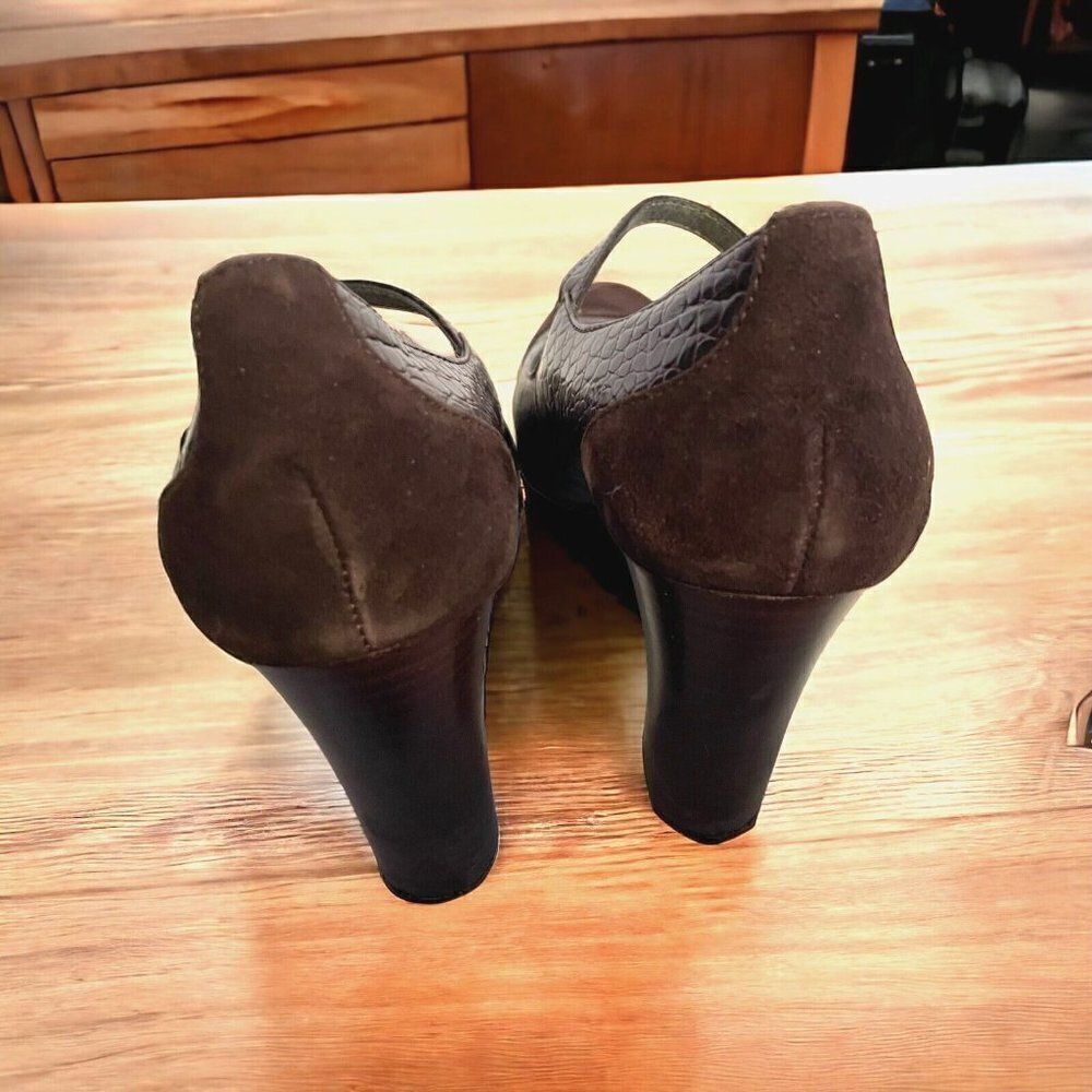 Franco Sarto Darius Closed toe Faux croc brown shoes 7.5 - Picture 6 of 8